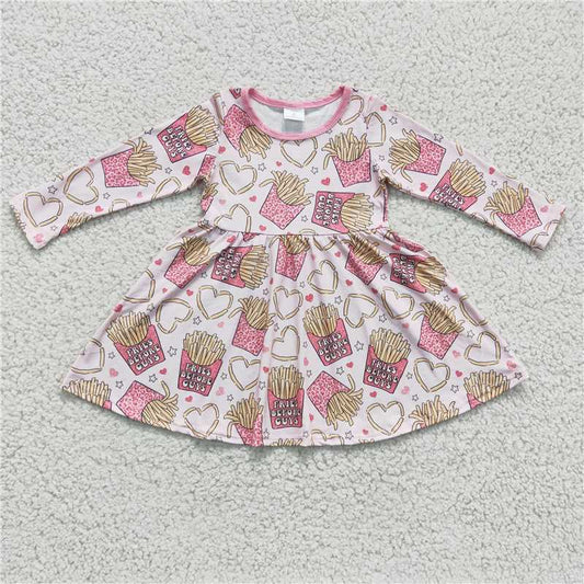 GLD0159  Baby Girls fries Valentines knee length dresses