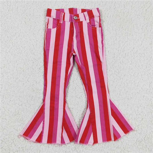 P0043  Baby Girls Pink Colors Valentines Denim Bell Pants Jeans