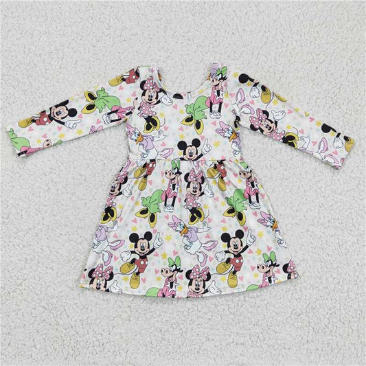 GLD0158  Baby Girls cartoon mouse knee length dresses