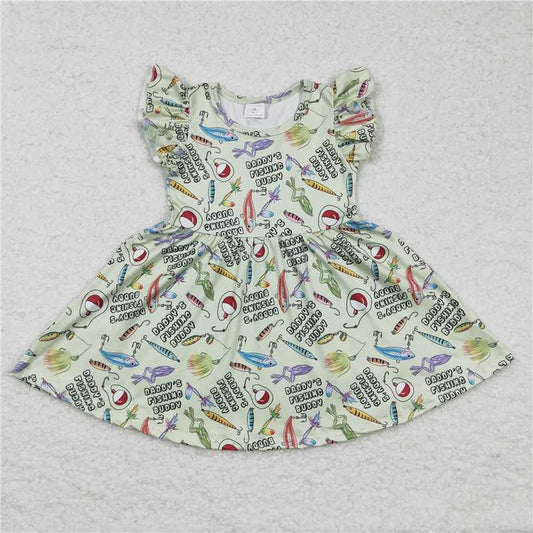 GSD0155 Girls FUSHING green fishing short-sleeved dress