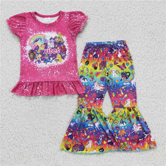 GSPO0276 Girls LISA FRANK VIBES short-sleeved trousers suit