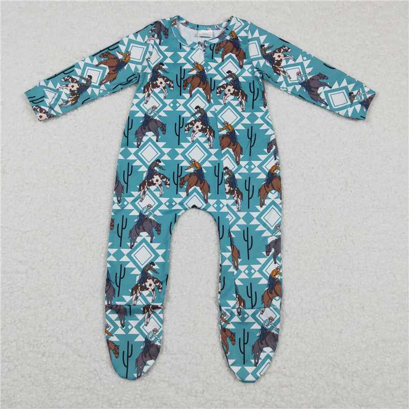 Baby kids geometric diamond-bull head pattern long stockings romper