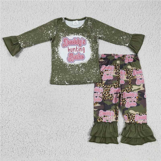 GLP0327Daddy's hunting baby camo kids girls clothing set