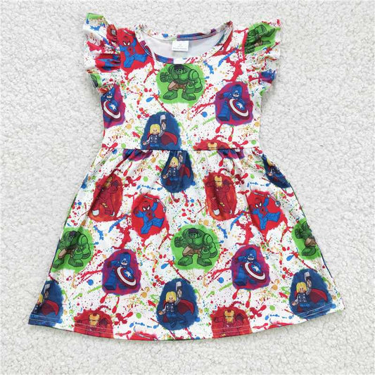 GSD0172 Girls Avengers flying sleeve dress