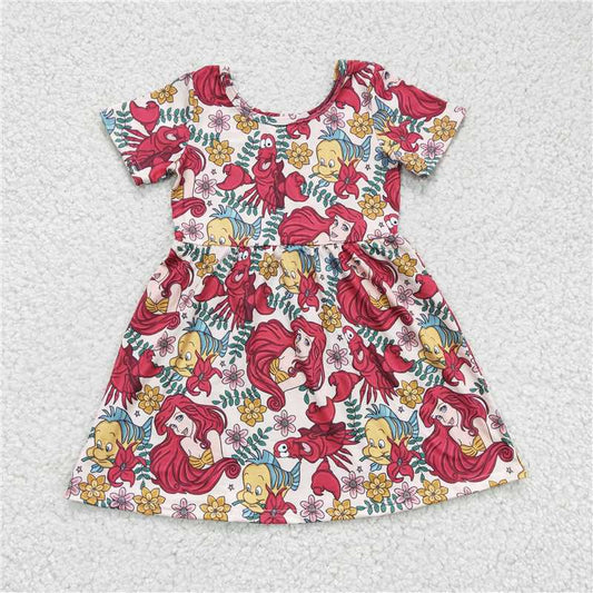 GSD0174 Girls Mermaid Clownfish Short Sleeve Dress