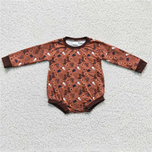 RTS  LR0225 Brown long-sleeved jumpsuit with bull head boots