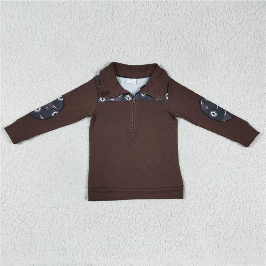 BT0115 Baby Boys Western Cow Brown pullovers Tops