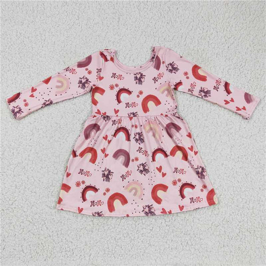 GLD0178  Baby Girls Valentines rainbow Knee Length Dresses
