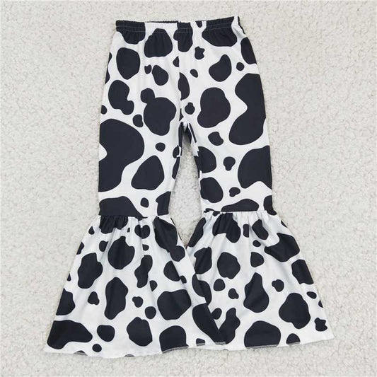 P0041  Baby Girls Black Cow Bell Bottom Pants