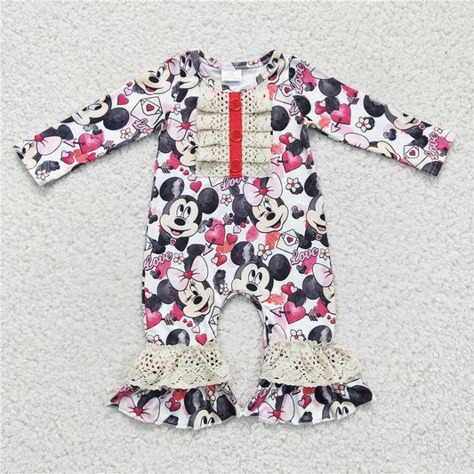 LR0245 Love heart mouse baby girls Valentine's romper