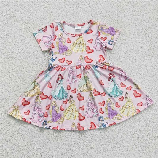 GSD0169 Girls Disney Princess Heart Short Sleeve Dress