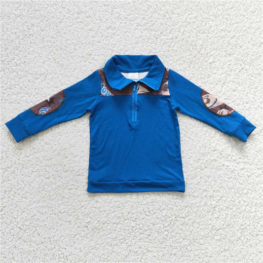 BT0101  Baby Boys Western Blue Hats pullovers Tops