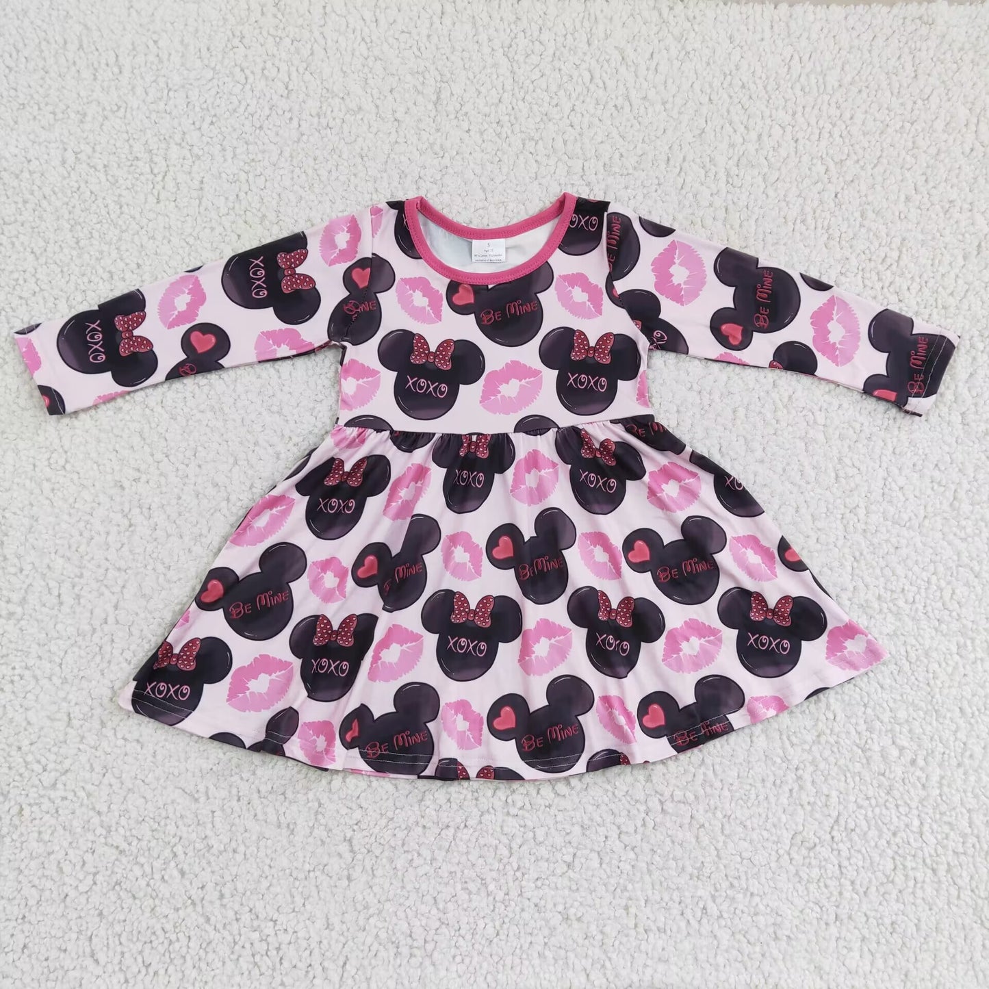 GLD0162  Baby Girls Valentines Cartoon Knee Length Dresses