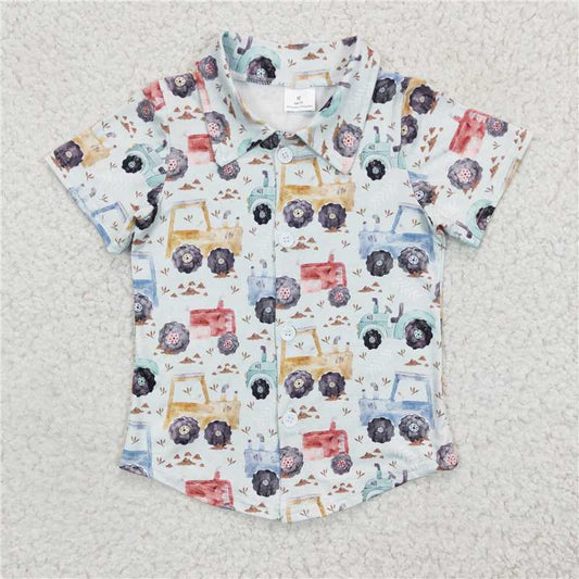 BT0137 Baby Boys Tractor short sleeve shirts tops