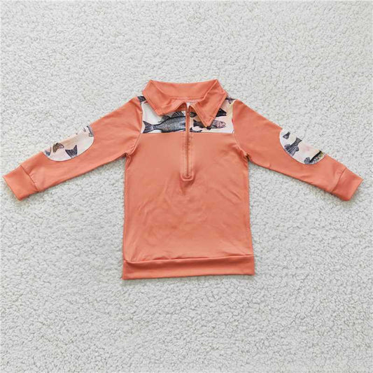 BT0128 Baby kids fishing Long Sleeve pullover shirts