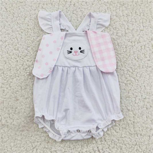 SR0111 Embroidery Baby Girls rabbit cute ears rompers