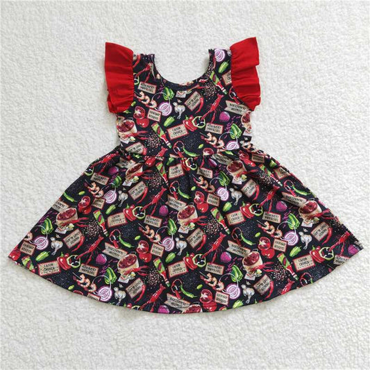 GSD0245 Girls crayfish onion flying sleeve dress
