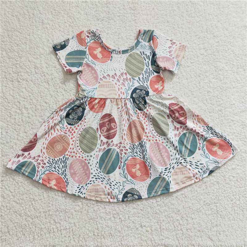 GSD0243 Girls Easter egg green short-sleeved dress