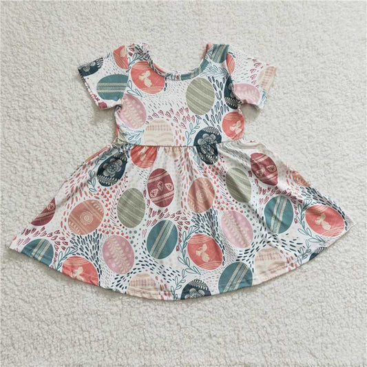 GSD0243 Girls Easter egg green short-sleeved dress