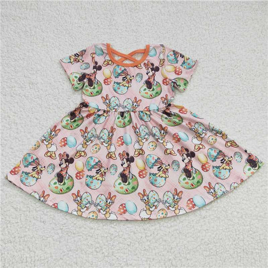 12.24 RTS NO MOQ （In stock）GSD0222 Baby Girls Easter Bunny Knee Length Dresses
