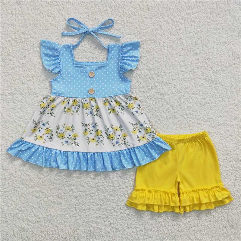 Baby Girls Floral Ruffle Tunic Shorts Summer Outfits Clothes Sets