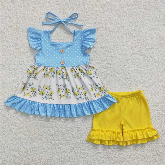 Baby Girls Floral Ruffle Tunic Shorts Summer Outfits Clothes Sets