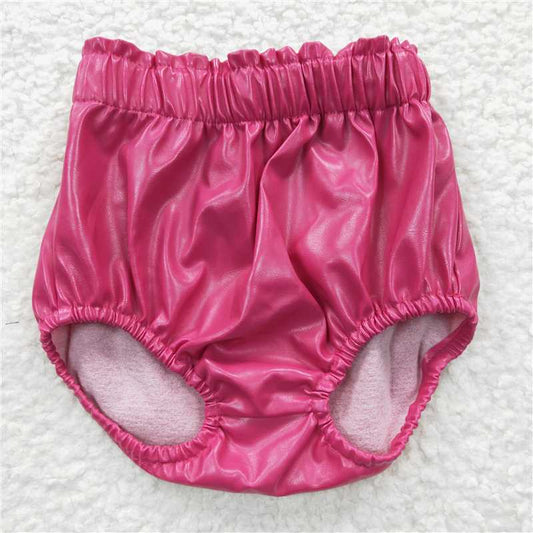 SS0049  Baby Girls Dark Pink Leather Summer Bummies Bottoms