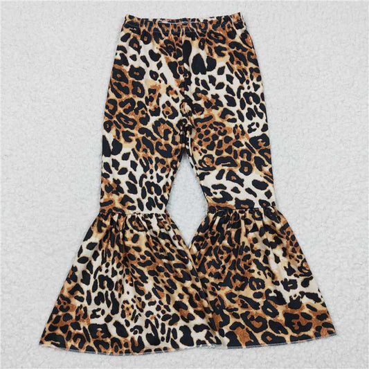 P0042  Baby Girls Western Leopard Bell Bottom Pants