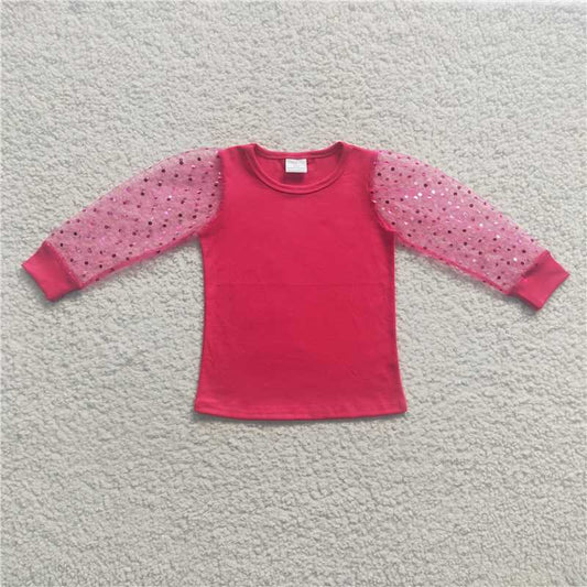 GT0176  Baby Girls Pink Long Lace Sleeve Shirts Tops