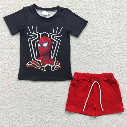 BSSO0226 Baby Boys Red Cartoon Tee Shirts Shorts Sets
