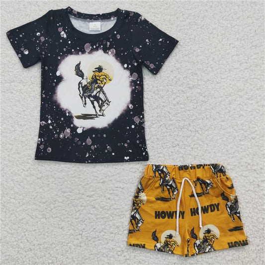 BSSO0197 Baby Boys Howdy Horse Summer Shorts Sets