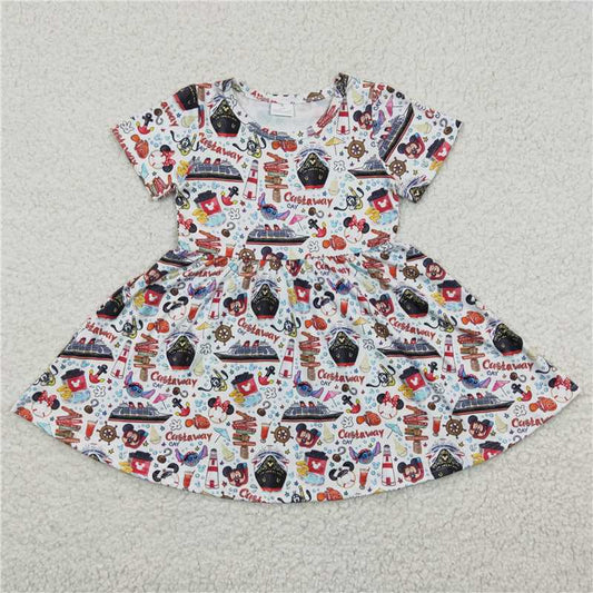 GSD0290 Girls Mickey Ship Short Sleeve Dress