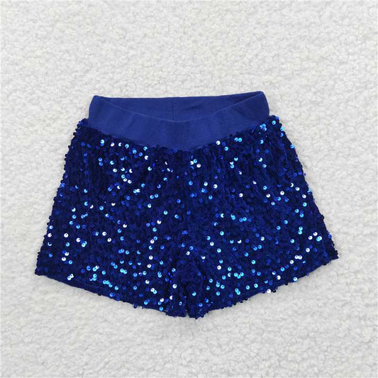 SS0038  Baby Girls Blue Sequin Summer Shorts
