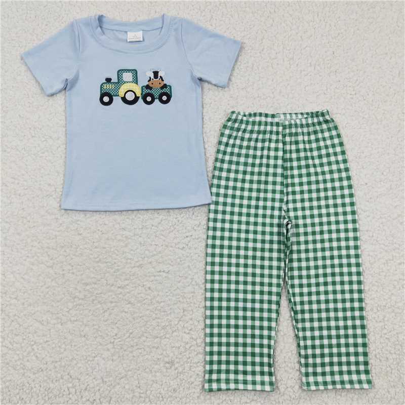 BSPO0089 Baby Boys Tractor Shirt Pants Farm Clothes Sets