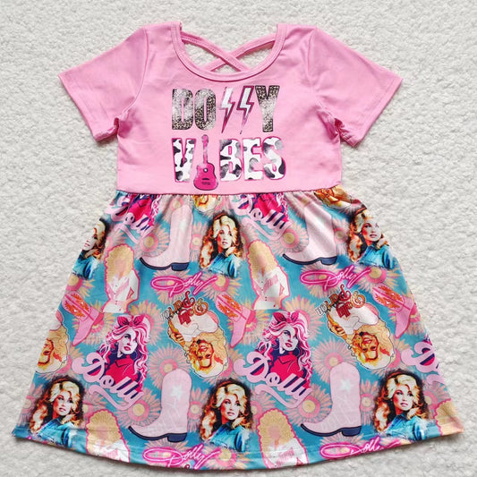 GSD0316 Dolly singer Dolly pink short-sleeved dress