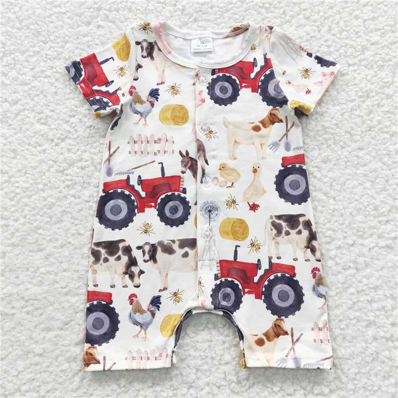SR0279 Baby Boys Farm Summer Rompers