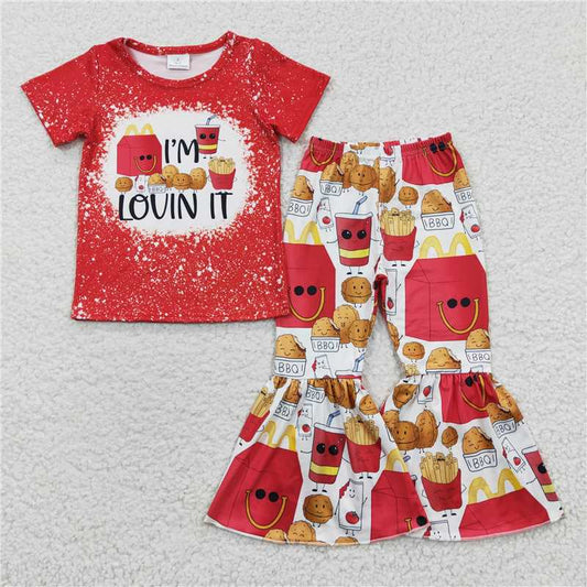 GSPO0549 LOVIN IT hamburger, fries, cola, red short-sleeved trousers suit