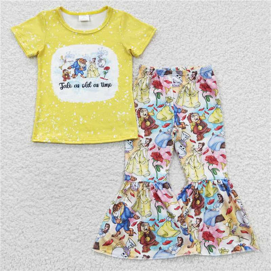 GSPO0621 Tale Beauty and the Beast yellow short-sleeved trousers set