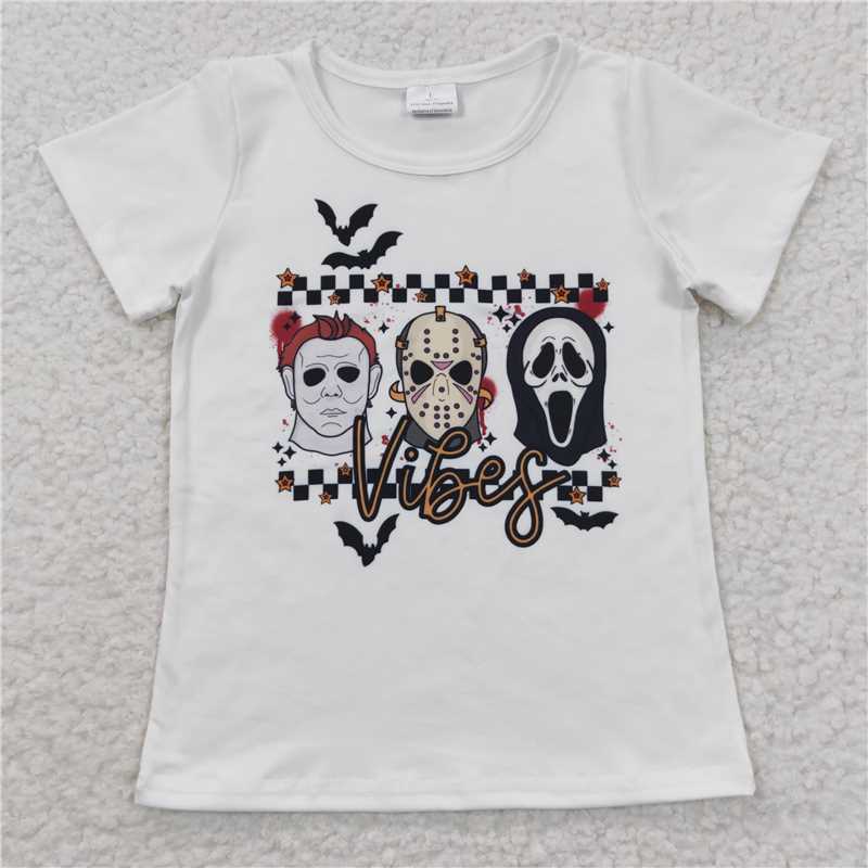 BT0222 Baby Kids Halloween Vibes Short Sleeve Shirts Tops