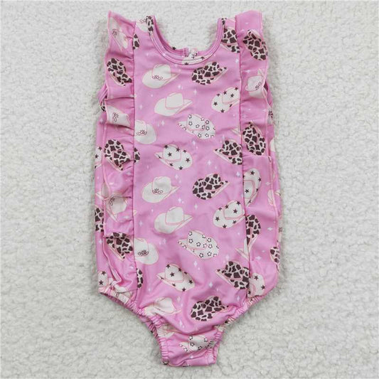 S0100  Baby Girls Hats Western One Piece Bathing Suits Swimsuits