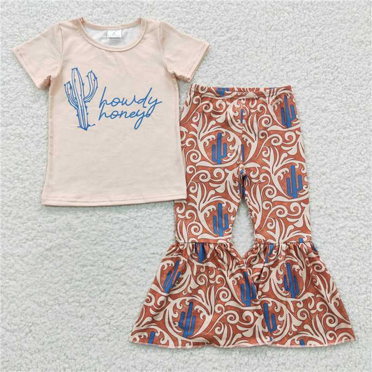 GSPO0559 Howdy cactus pattern short-sleeved trousers suit
