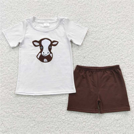 BSSO0218  Baby Boys Western Cow Shorts Sets