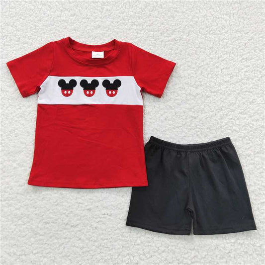 BSSO0092 Baby Boys Summer Mouse Embroidery Shorts sets