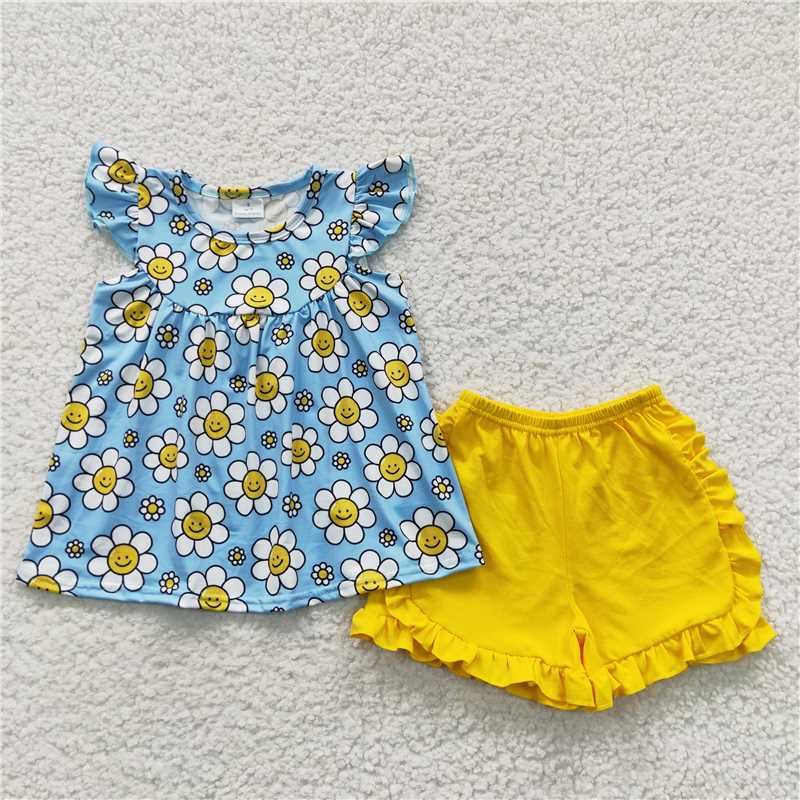 Baby Girls Flowers Tunic Summer Shorts Sets