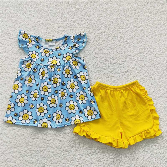 Baby Girls Flowers Tunic Summer Shorts Sets