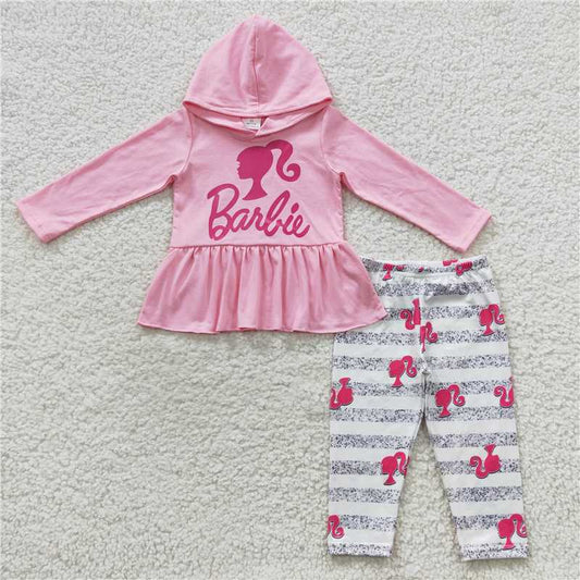 GLP0485  Baby Girls Pink Hoodie Doll Legging Pants Clothes Sets