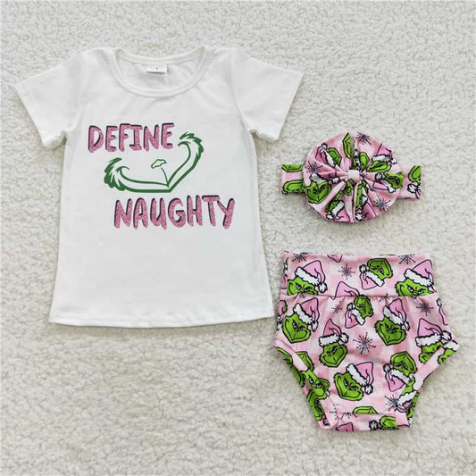 GBO0169 Baby Girls Christmas Frog Pink Bummie Sets