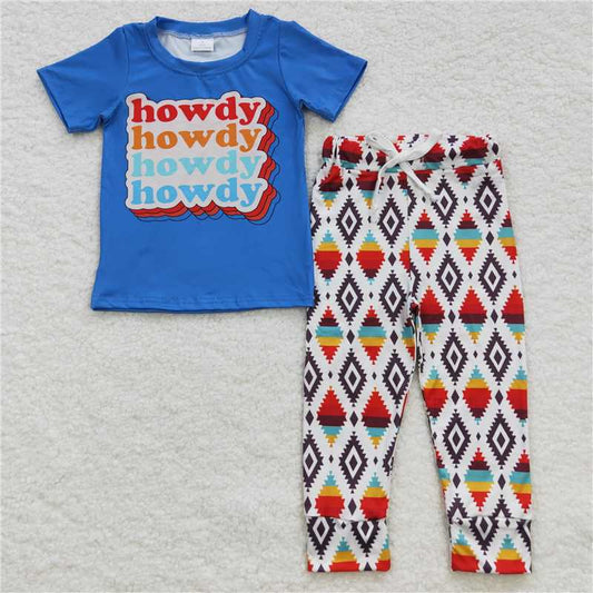 BSPO0137 Baby Boys Howdy Aztec Pants Pajamas Clothes Sets