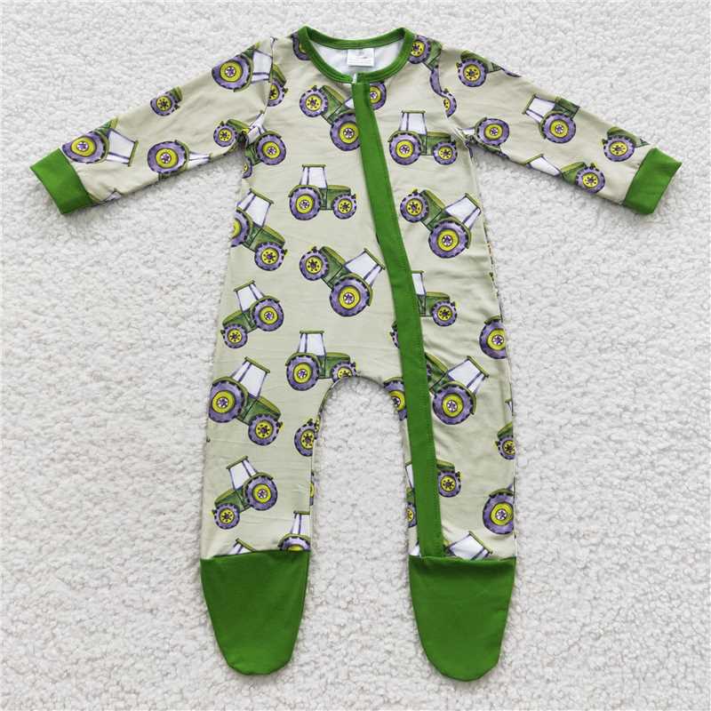 RTS LR0386 Farm tractor green zip-up long sleeve jumpsuit