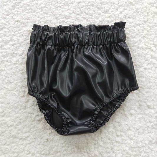 SS0105  Baby Girls Black Pleather Summer Bummies Bottoms
